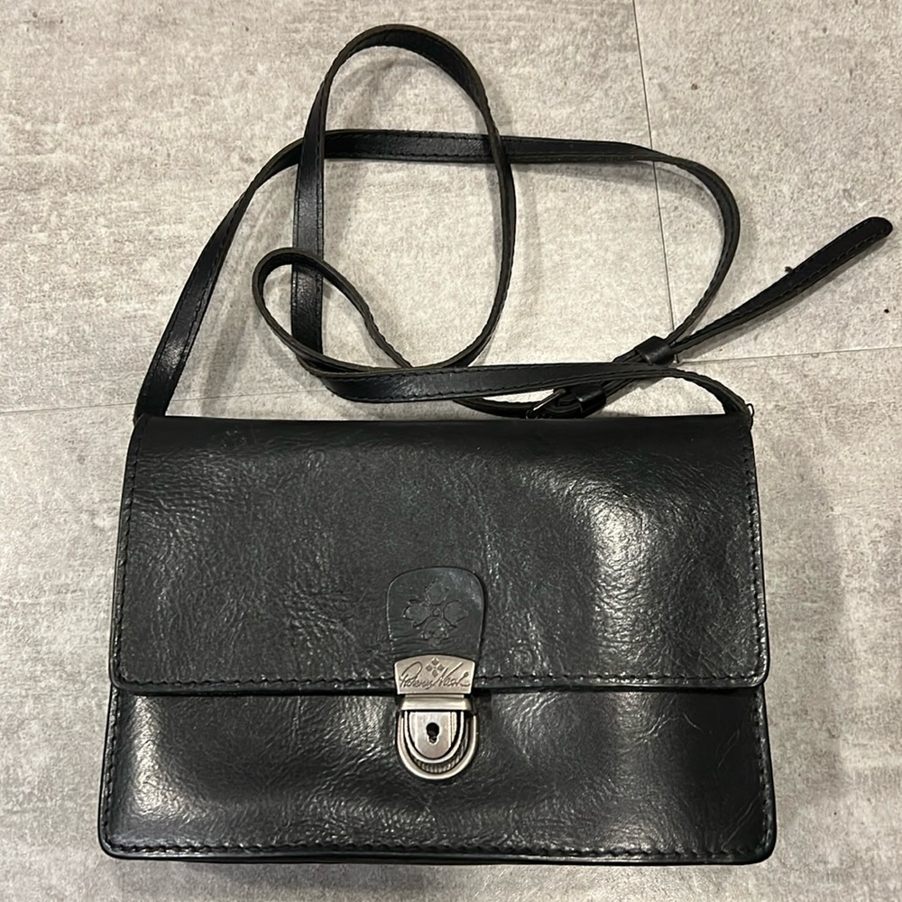 Patricia Nash Black Messenger Crossbody Bag Removable Strap